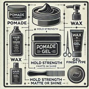 Zdjęcie trzech produktów do stylizacji włosów Uppercut: Matt Pomade, Monster Hold i Deluxe Pomade, ustawionych obok siebie na drewnianej powierzchni.