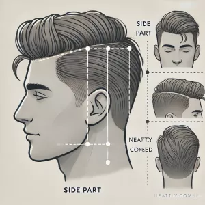 Precyzyjne strzyżenie Side Part z wyraźnym przedziałkiem. Klasyczna fryzura męska z Taper Fade, wykonana przez eksperta w FORMEN Barbershop Kalisz.